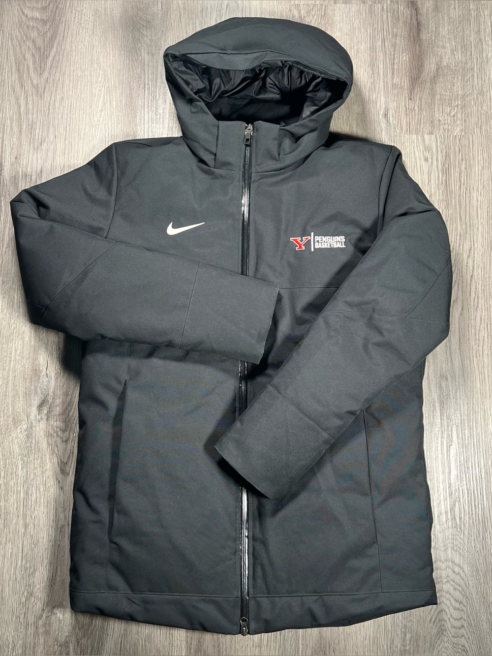 Nike 550 Down Parka Mens Size Small Black Storm Fit Hooded Winter Jacket Coat